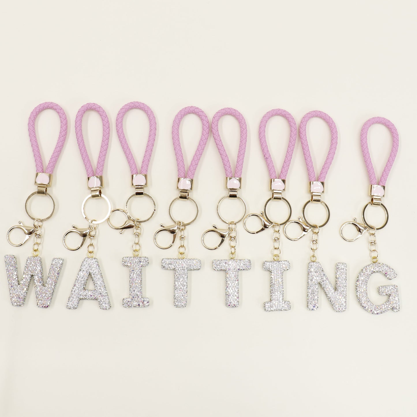 Rhinestone Alphabet Initial Letter Key Chain SS51011-40 (12PC)