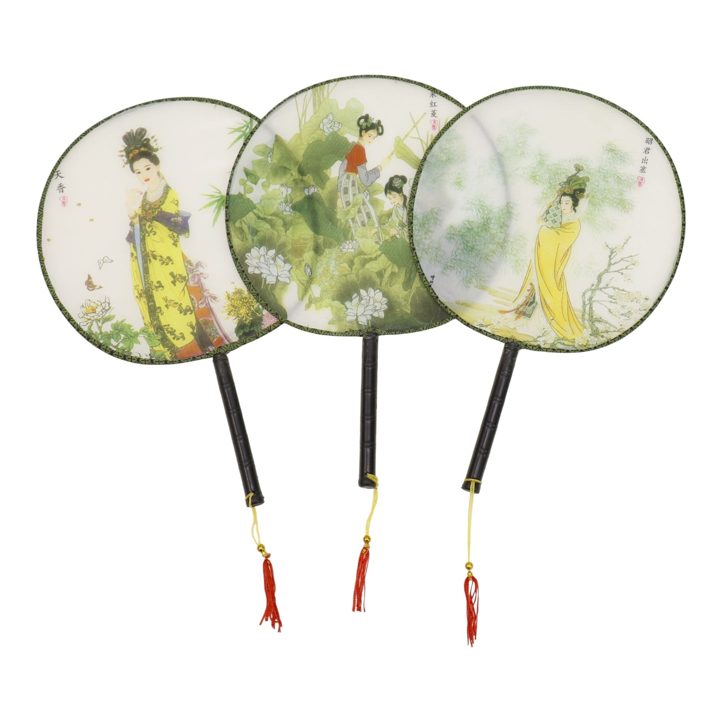 Elegant Vintage Chinese Hand Held Paddle Fan FN9472 (12PC)