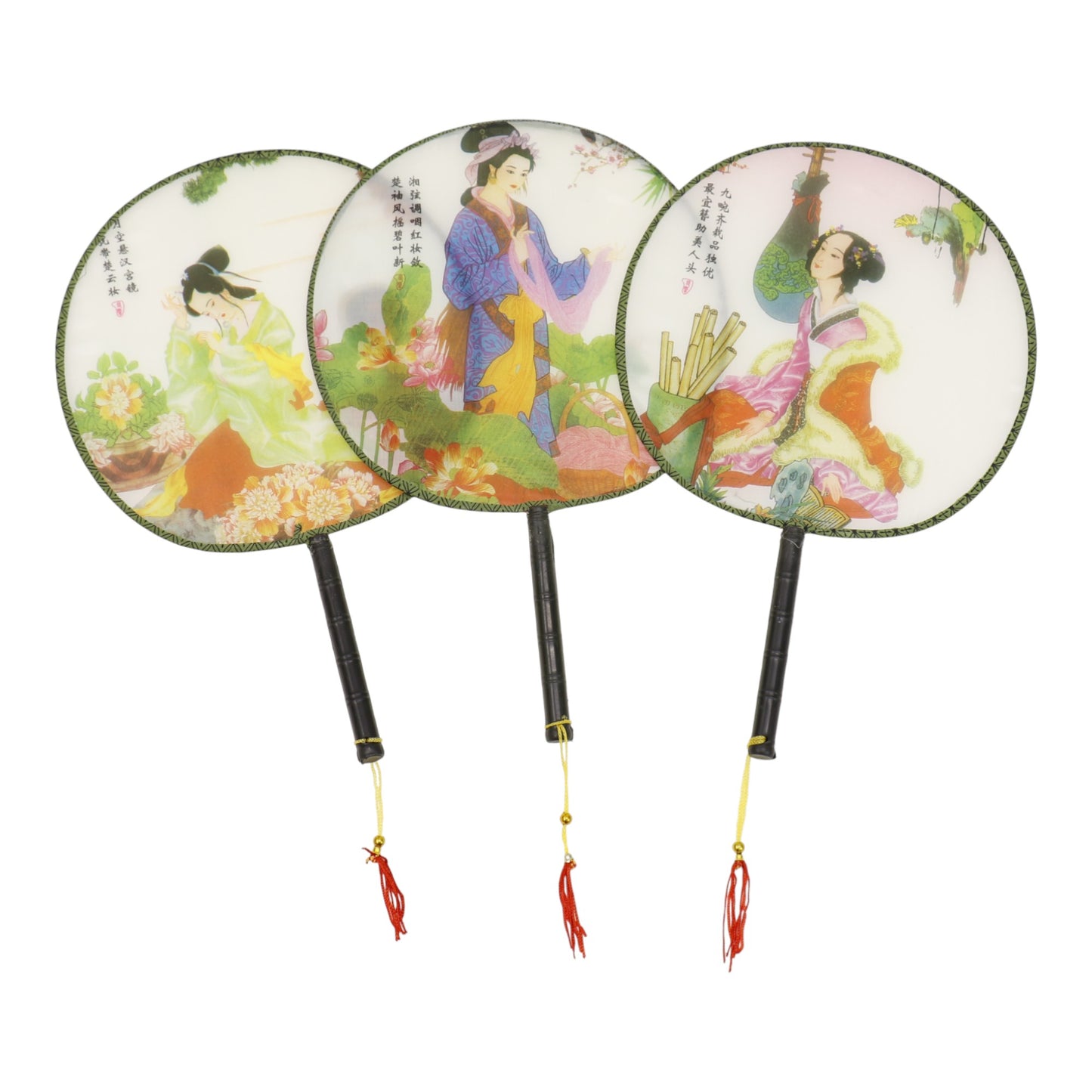 Elegant Vintage Chinese Hand Held Paddle Fan FN9472 (12PC)