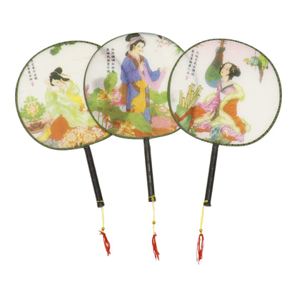 Elegant Vintage Chinese Hand Held Paddle Fan FN9472 (12PC)