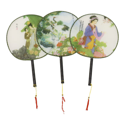 Elegant Vintage Chinese Hand Held Paddle Fan FN9472 (12PC)