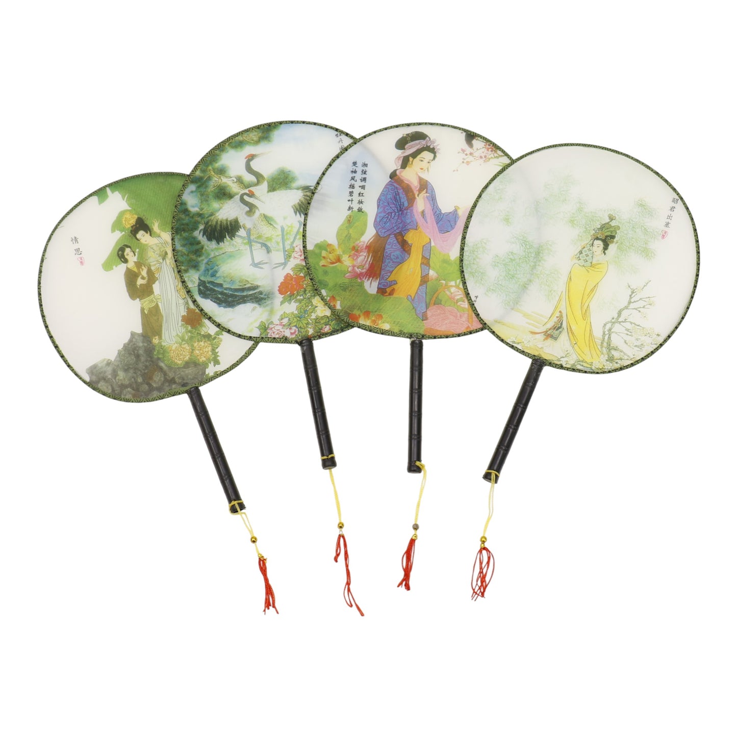 Elegant Vintage Chinese Hand Held Paddle Fan FN9472 (12PC)