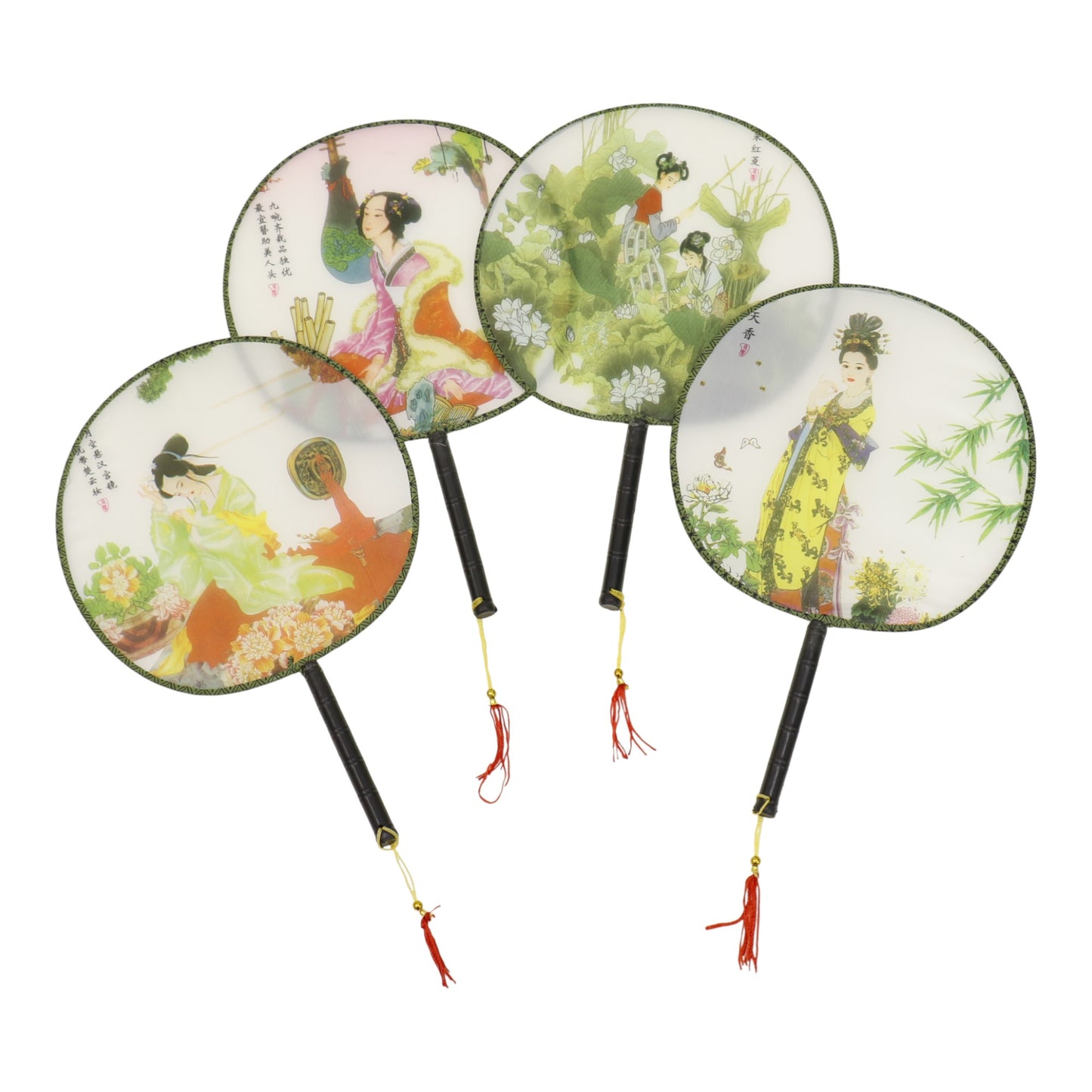 Elegant Vintage Chinese Hand Held Paddle Fan FN9472 (12PC)