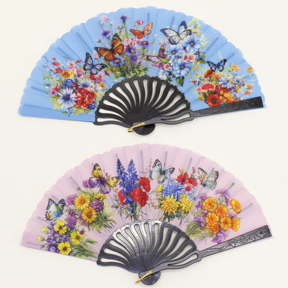 Butterfly Flower Garden Hand Held Folding Fan FN0444 (12PC)
