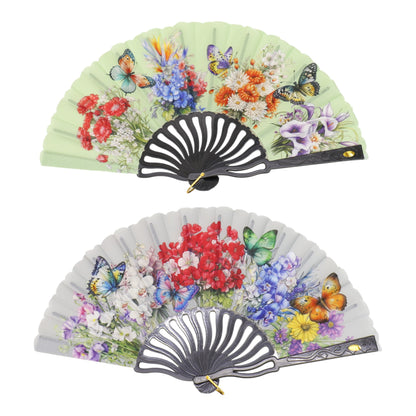 Butterfly Flower Garden Hand Held Folding Fan FN0444 (12PC)
