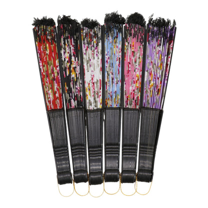 Rose Black Lace Trim Hand Held Folding Fan FN0439 (12PC)