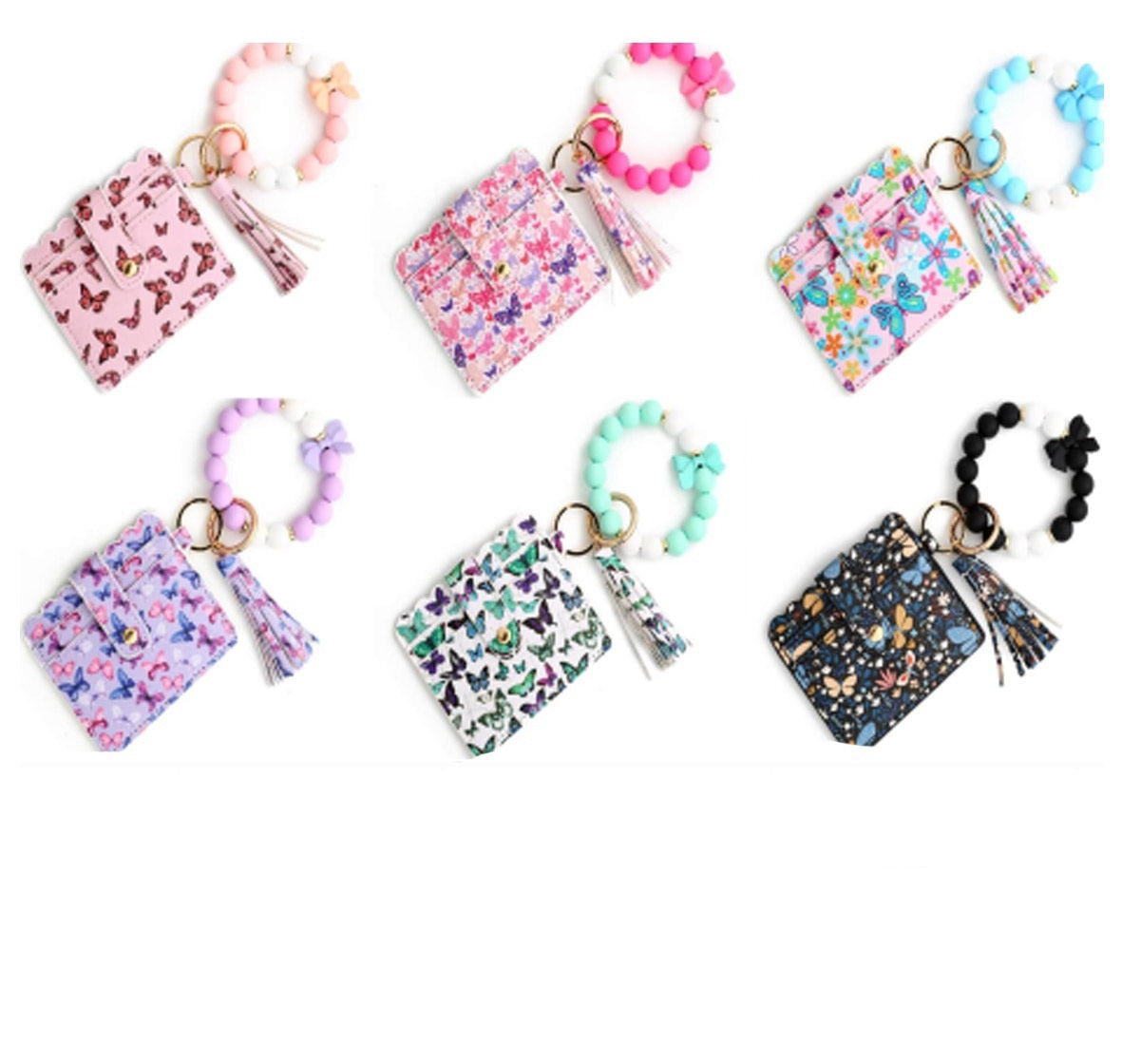 Silicone Bracelet Leather Wallet Tassel JB6126-11 (12PC)