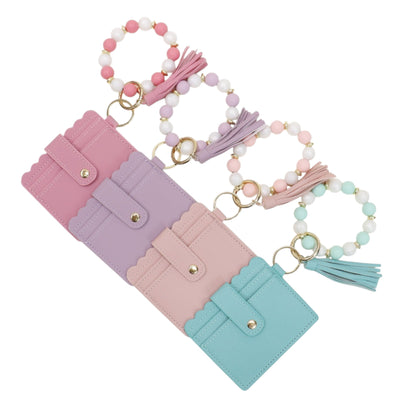 Silicone Bracelet Leather Wallet Tassel JB6126-10 (12PC)