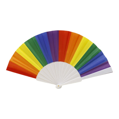 Rainbow Pride White Frame Hand Held Folding Fan FN05 (12PC)