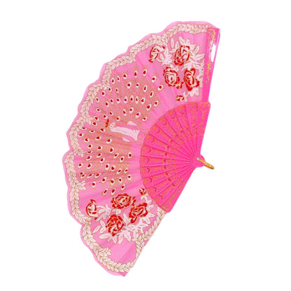 Glitter Peacock Folding Hand Fan FN9501. (12PC)