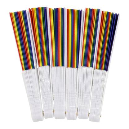 Rainbow Pride White Frame Hand Held Folding Fan FN05 (12PC)