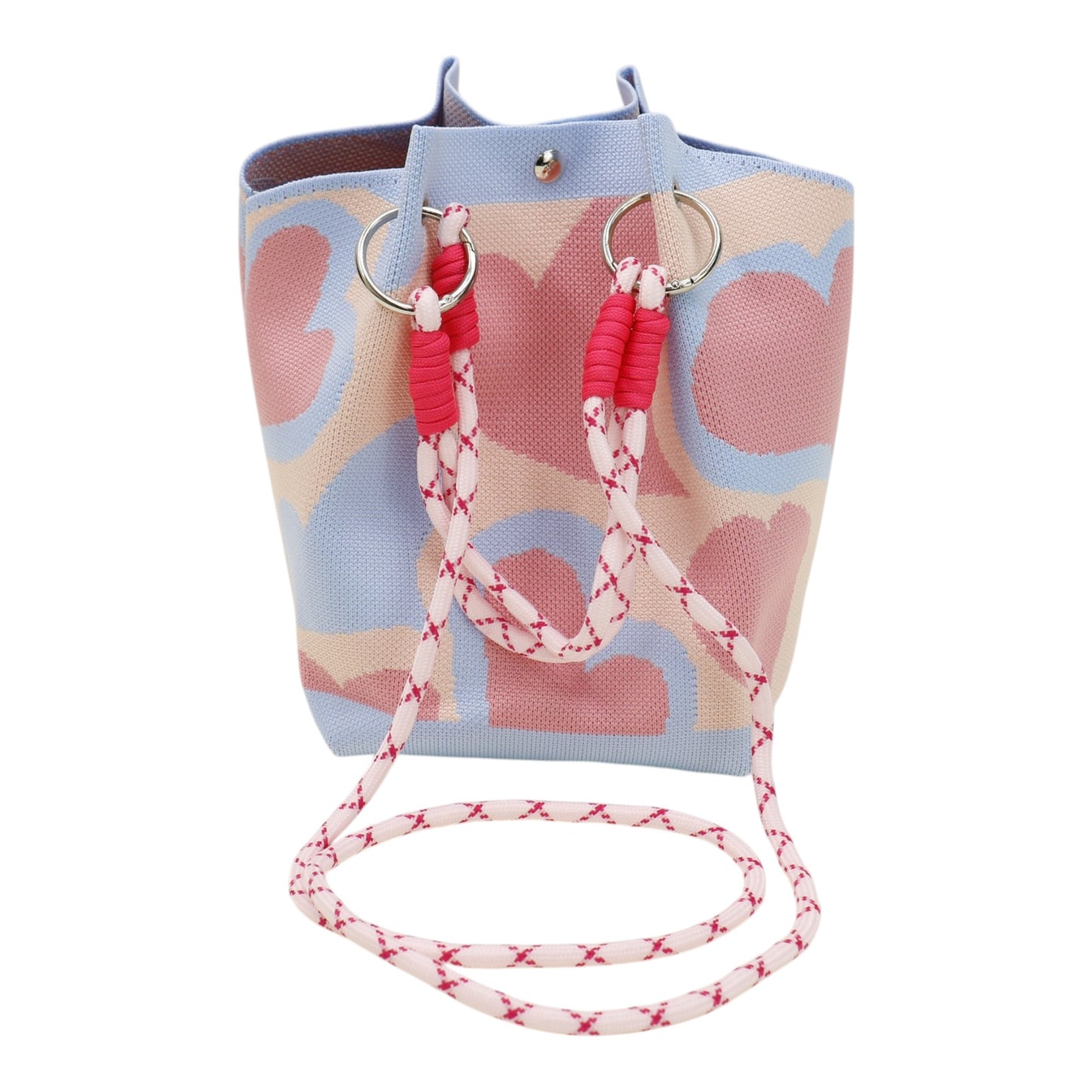 Heart Pattern Women's Knitted Bucket Bag JB6316-5 (3PC)