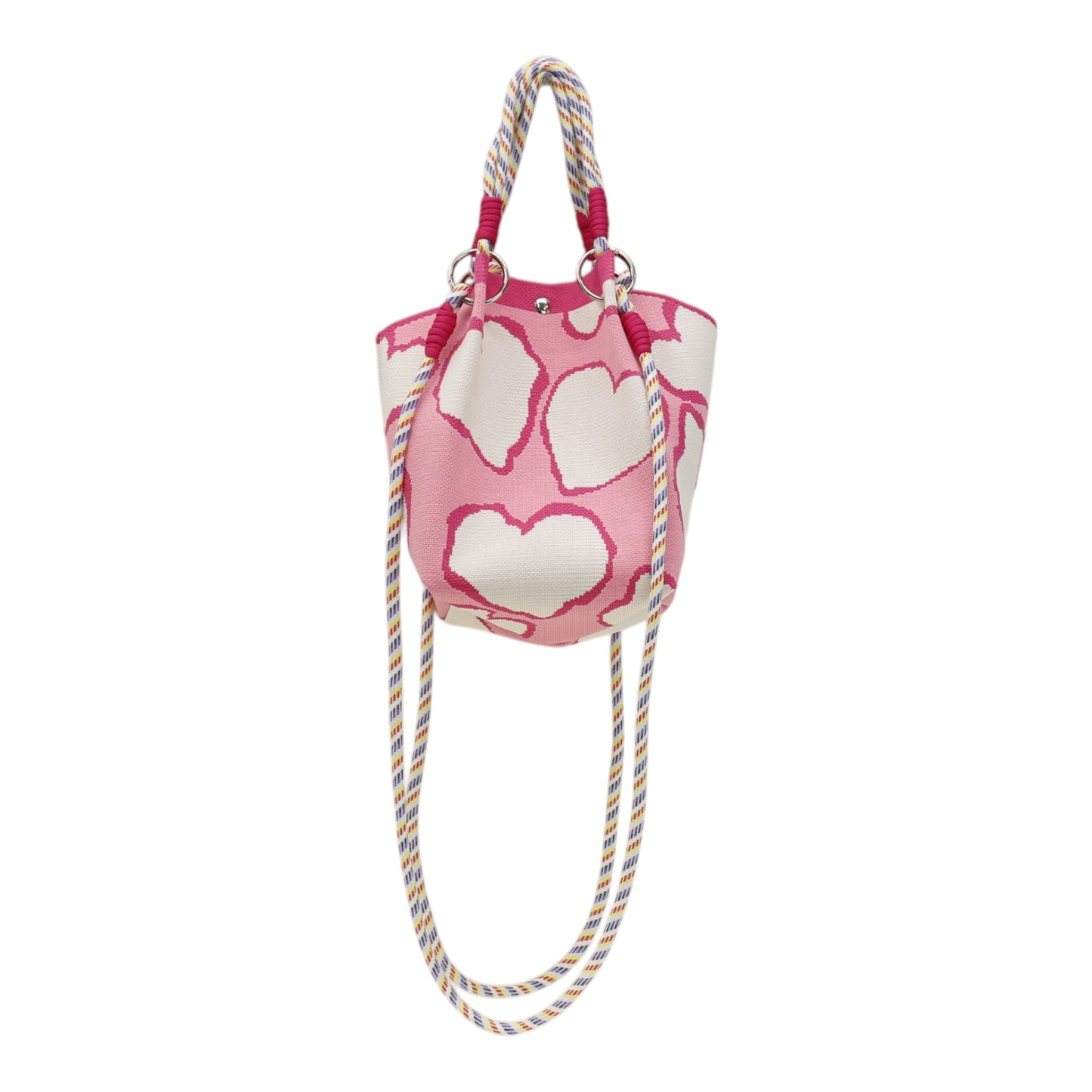 Heart Pattern Women's Knitted Bucket Bag JB6316-4 (12PC)
