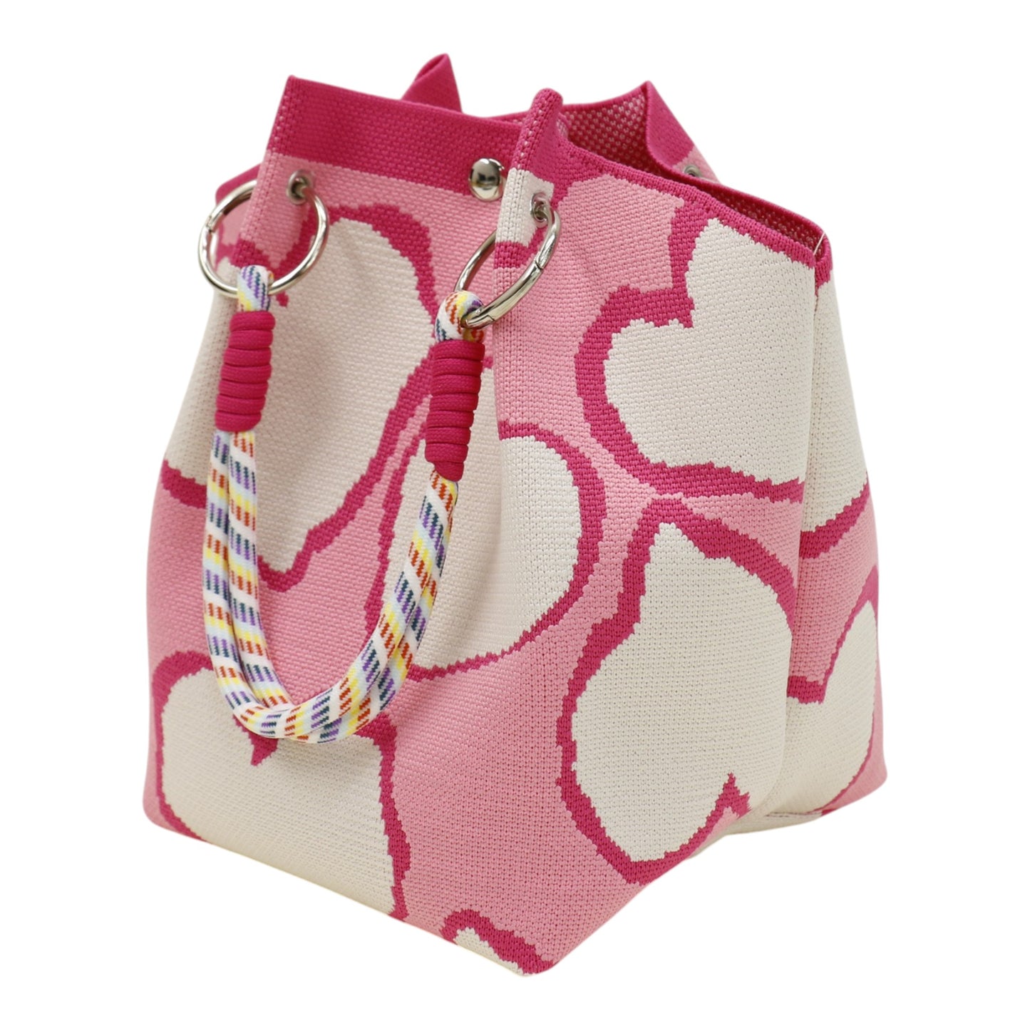 Heart Pattern Women's Knitted Bucket Bag JB6316-4 (12PC)