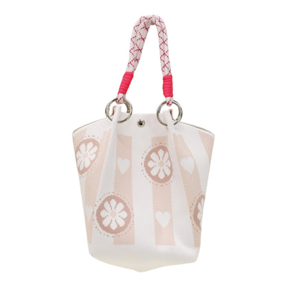 Heart and Floral Pattern Cord Strap Knitted Tote Bag BG6325-2 (3PC)