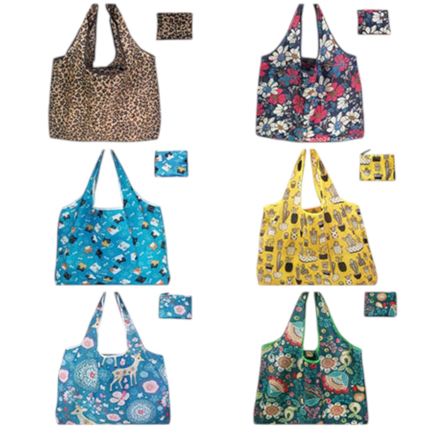 Large Foldable Tote Nylon Reusable Grocery Bags 12Pack JB6228-1 (12PC)