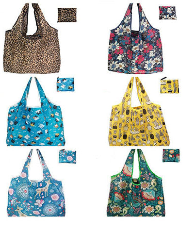 Large Foldable Tote Nylon Reusable Grocery Bags 12Pack JB6228-1 (12PC)