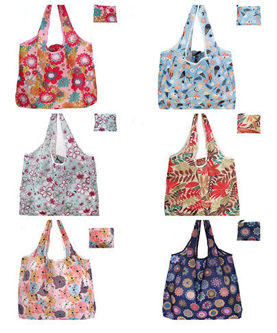 Large Foldable Tote Nylon Reusable Grocery Bags 12Pack JB6228-2(12PC)