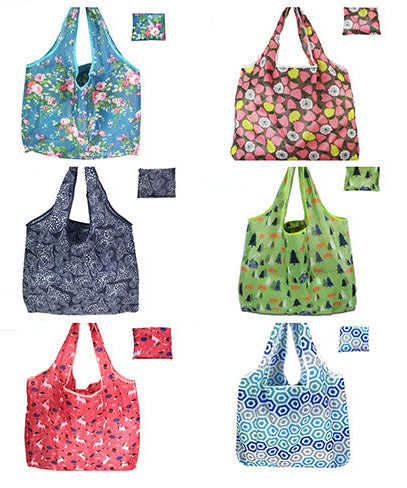 Large Foldable Tote Nylon Reusable Grocery Bags 12Pack JB6228-5 (12PC)