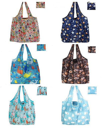 Large Foldable Tote Nylon Reusable Grocery Bags 12Pack JB6228-6 (12PC)