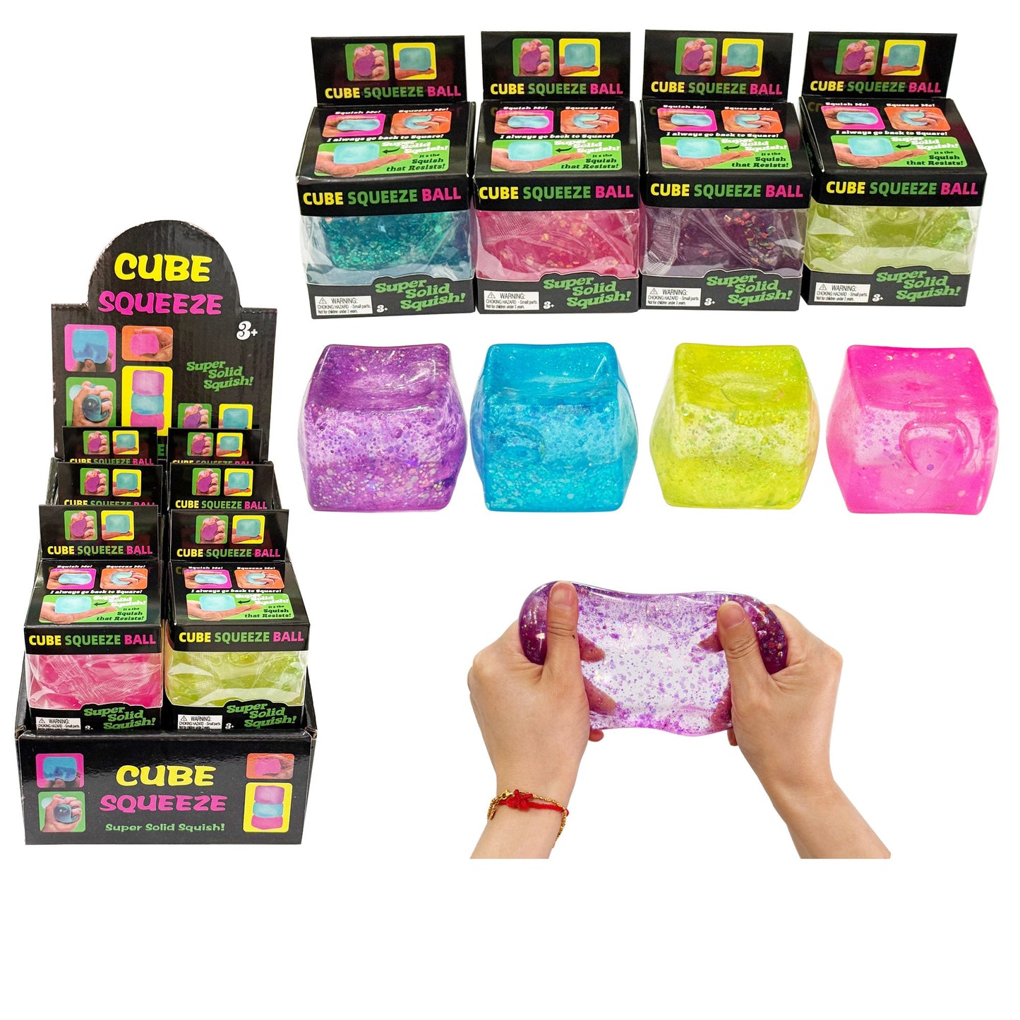 Colorful Glitter Cube Squishy Toy SS6510-52 (12PC)