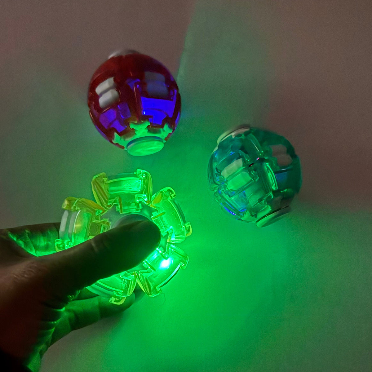 Press Spin Glowing 3D Fingertip Spinner Stress Relief Rotating Light Up Toy QY311 (24PC)