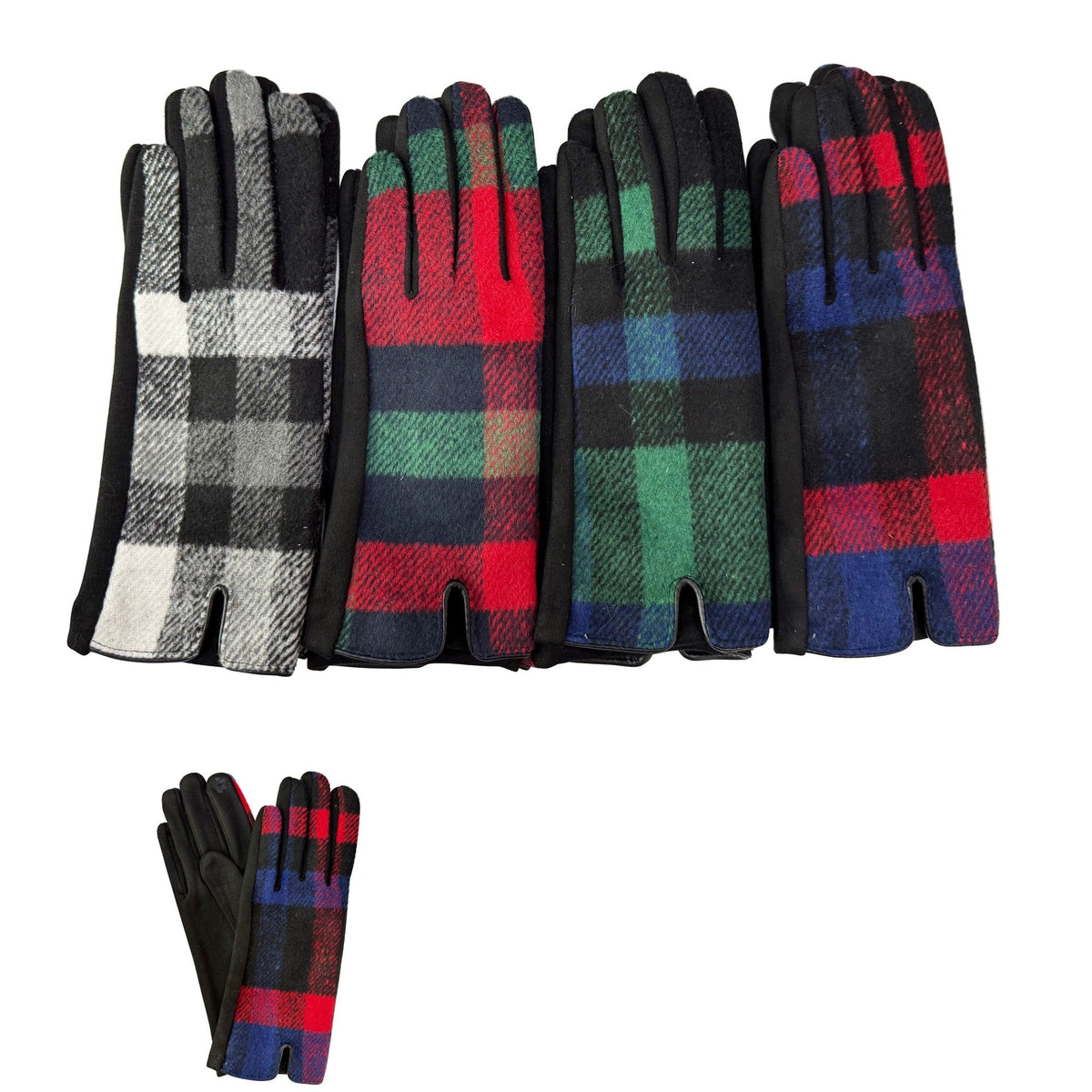 Women's Plaid Gloves Touch Screen Gloves GL6830-1 (12PAIR)