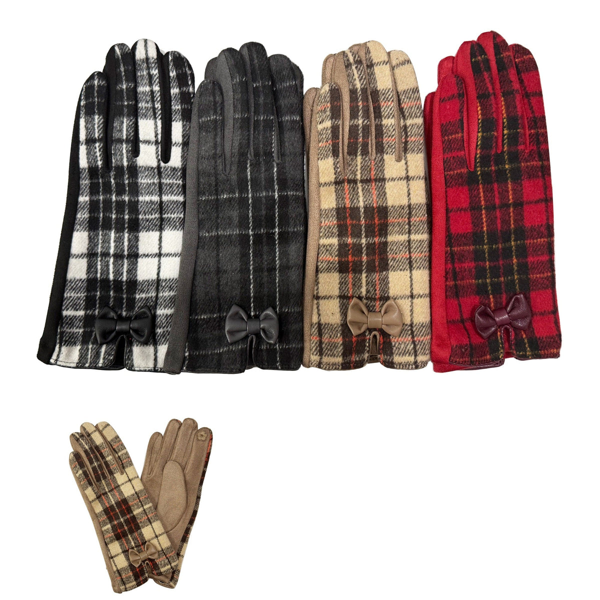 Women's Plaid Gloves Touch Screen Gloves  GL6830-9 (12PAIR)