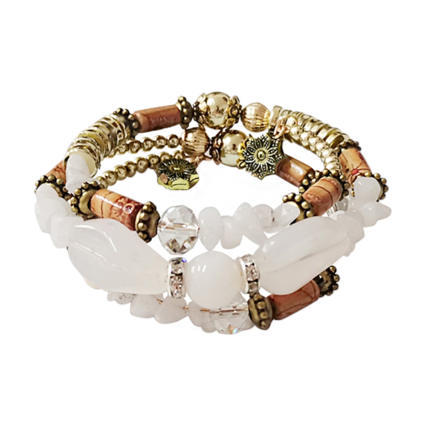 Color Stone N Gold Bead Bracelet BR2221-29. (12PC)
