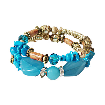 Color Stone N Gold Bead Bracelet BR2221-29. (12PC)