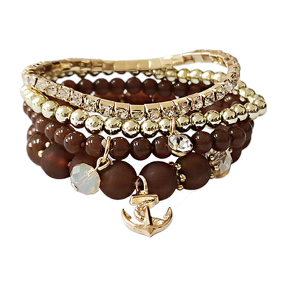 Anchor Charm Gold Bead Bracelet BR2221-18. (12PC)