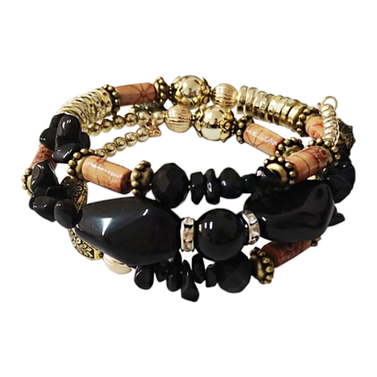 Color Stone N Gold Bead Bracelet BR2221-29. (12PC)