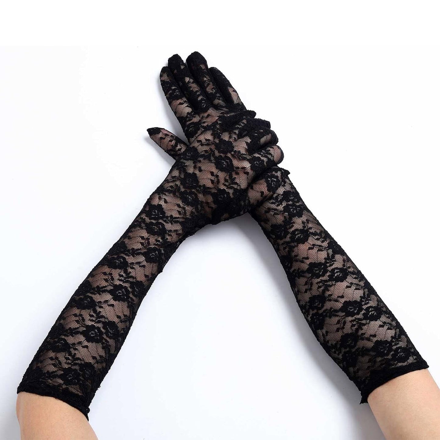Flower Lace 17 Inch Long Gloves WG388-17 (10pc)