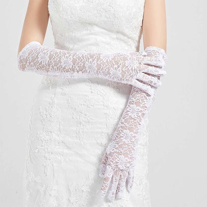 Flower Lace 17 Inch Long Gloves WG388-17 (10pc)