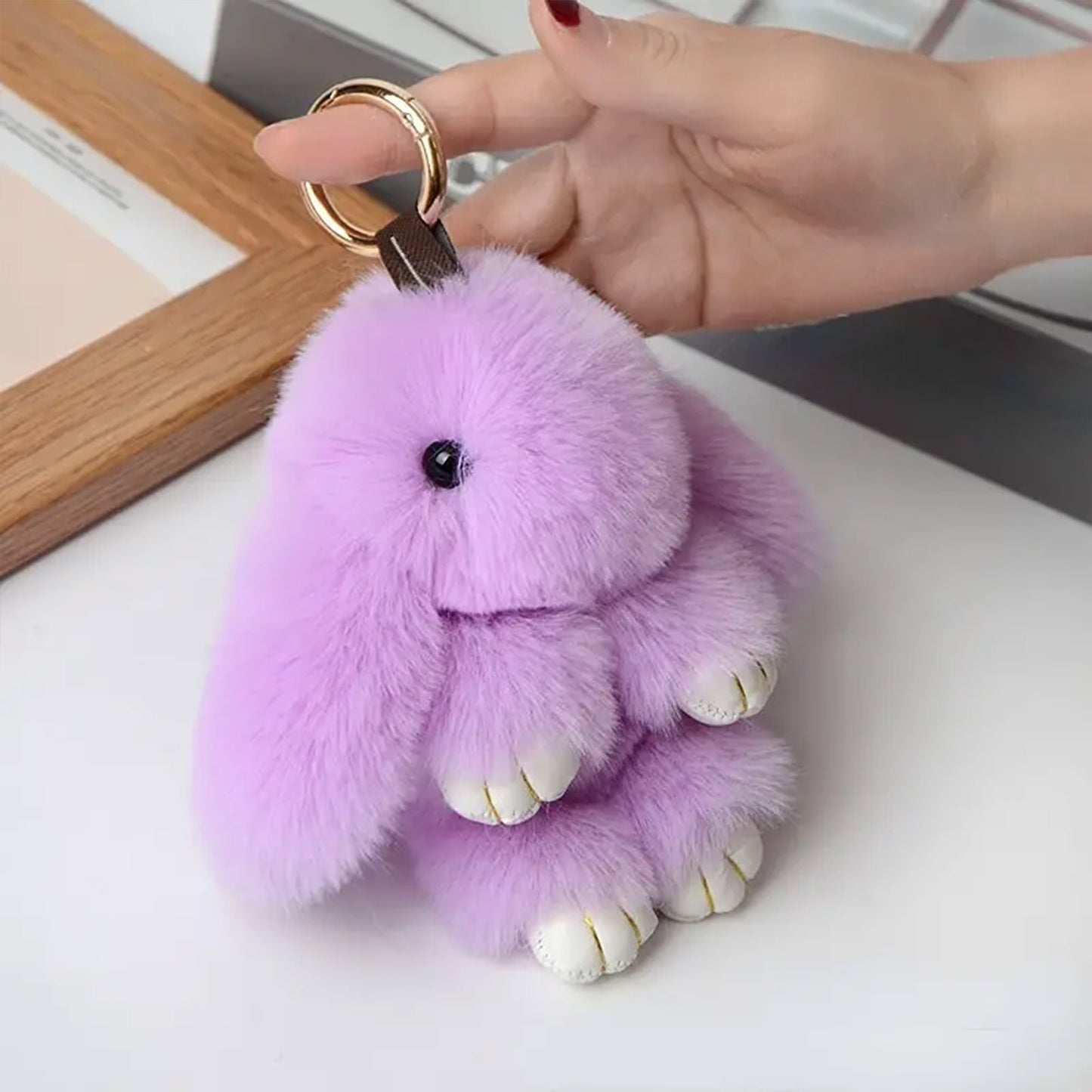 Cut Rabbit Pom Pom Key Chain KC0225-5! (3PC)