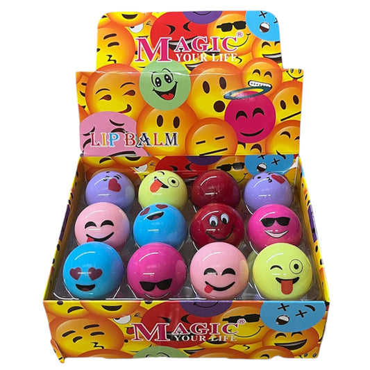 Funny Emoji Face Ball Lip Balm  LB806 (24PC)