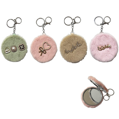 FUR COMPACT MIRROR KEY CHAIN MR41220-19 (12PC)