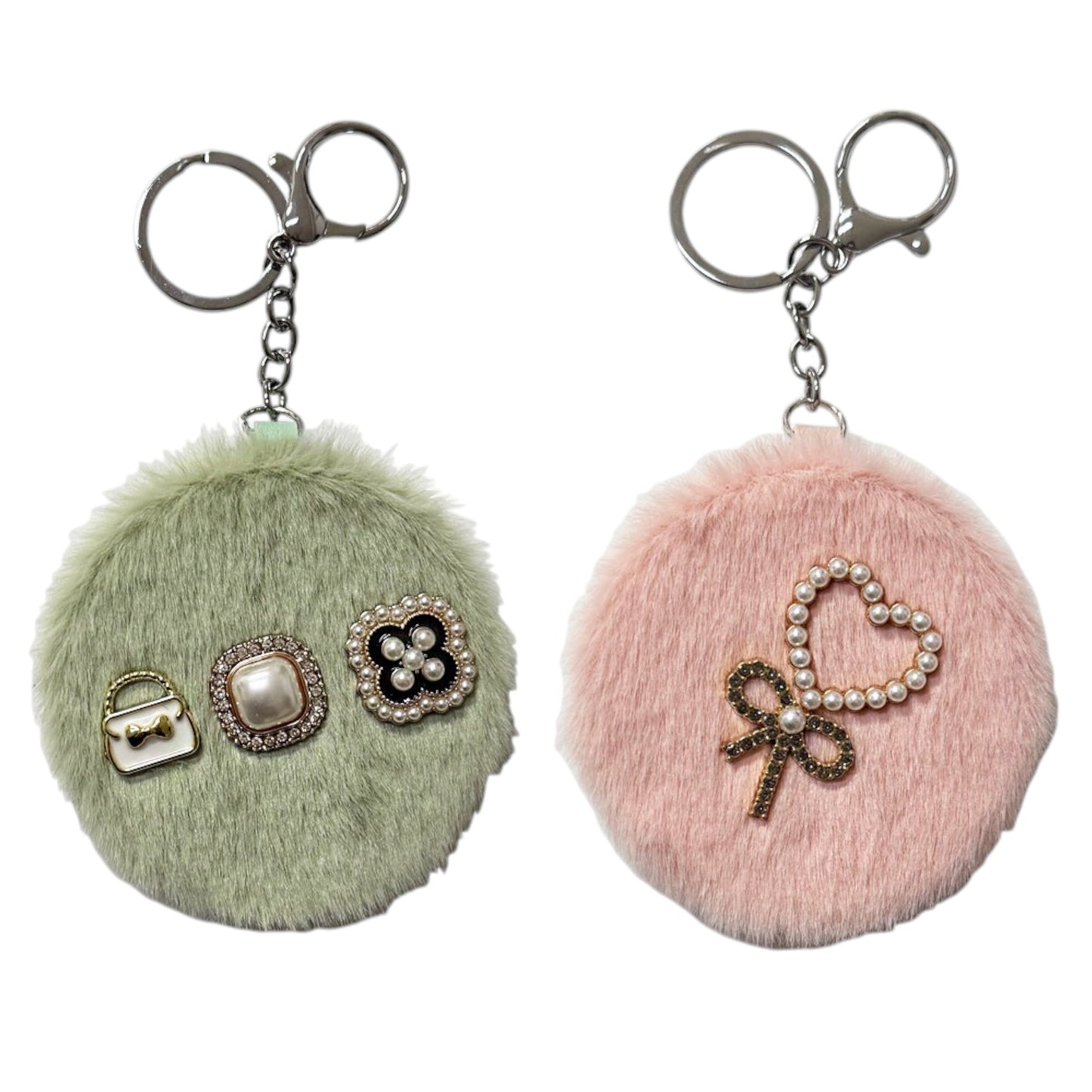 FUR COMPACT MIRROR KEY CHAIN MR41220-19 (12PC)