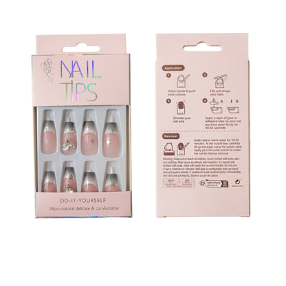 Rhinestone Decor Ballerina Fake Nail Set NA1201-34 (12PC)