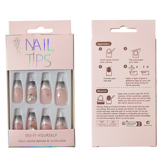 Rhinestone Decor Ballerina Fake Nail Set NA1201-34 (12PC)