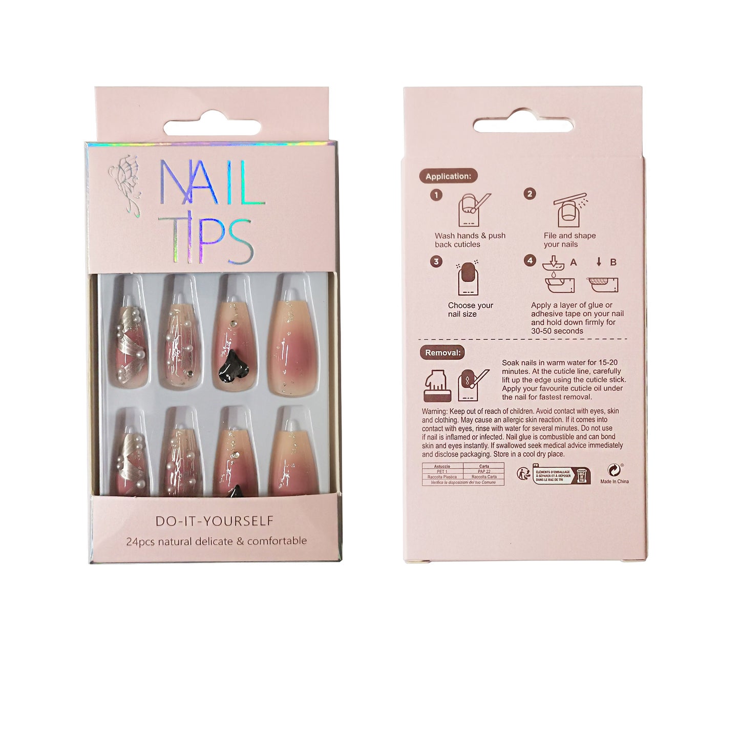 Pearl Decor Ballerina Fake Nail Set  NA1201-38 (12PC)