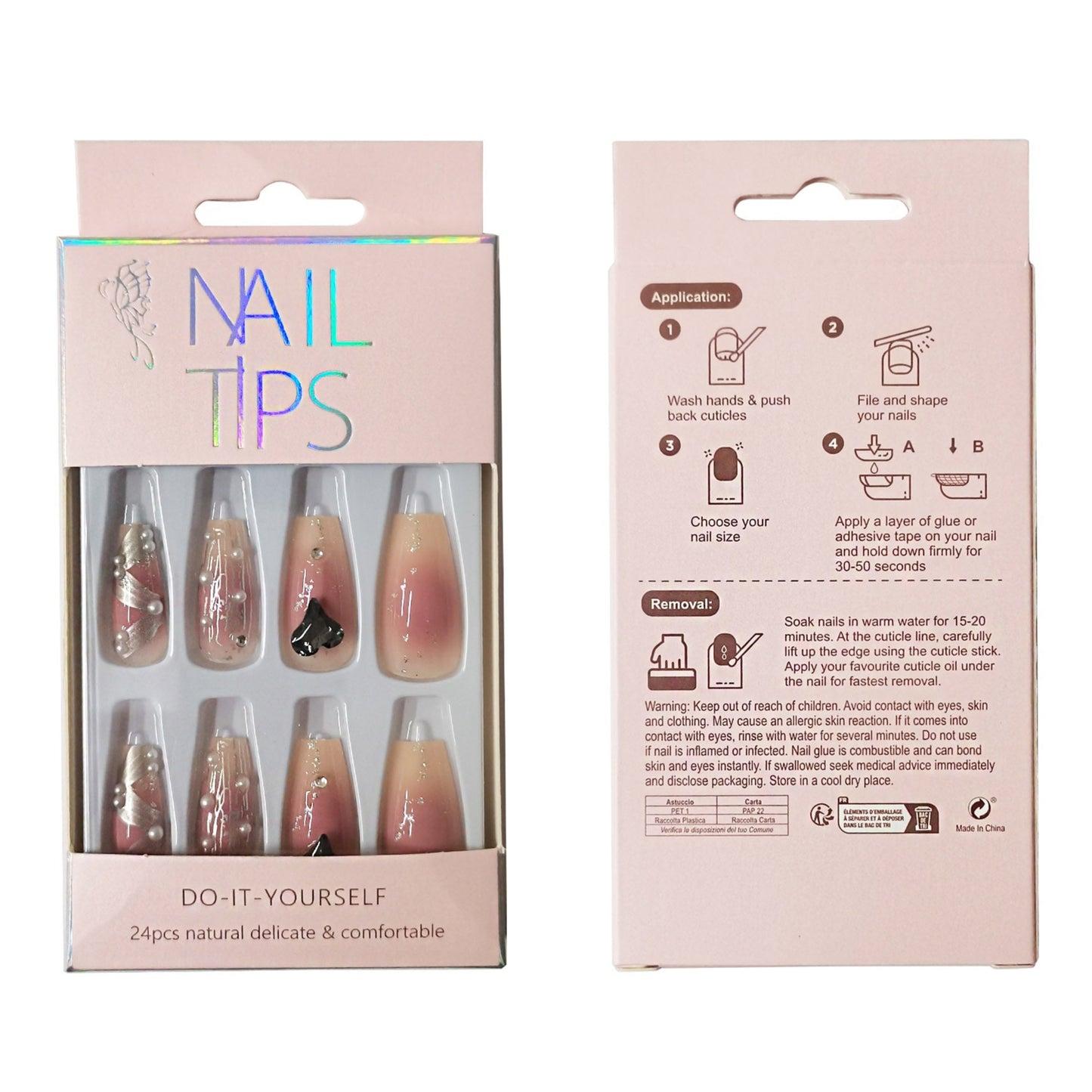 Pearl Decor Ballerina Fake Nail Set  NA1201-38 (12PC)