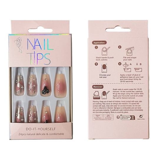 Pearl Decor Ballerina Fake Nail Set  NA1201-38 (12PC)