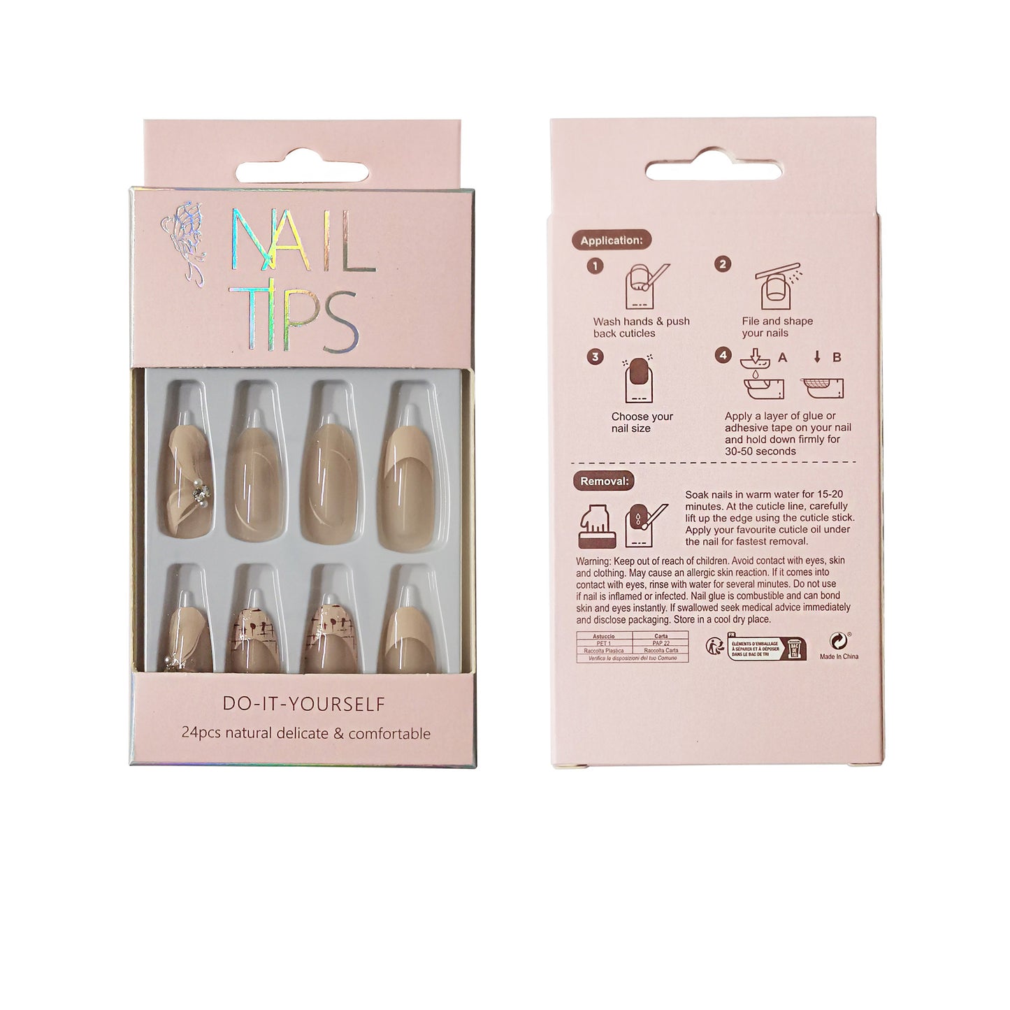 Pearl Decor Oval Fake Nail Set NA1201-44 (12PC)