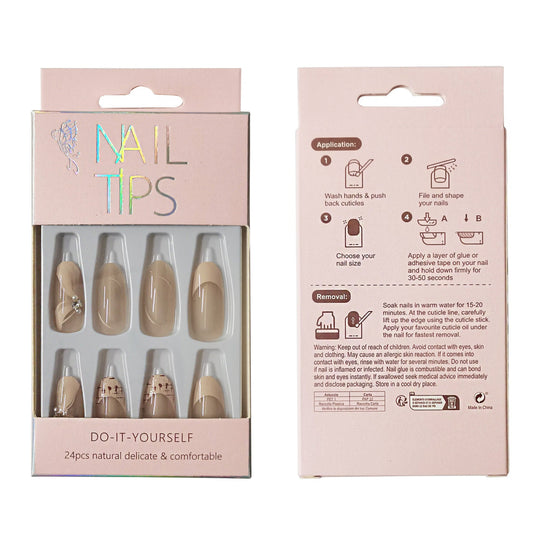 Pearl Decor Oval Fake Nail Set NA1201-44 (12PC)