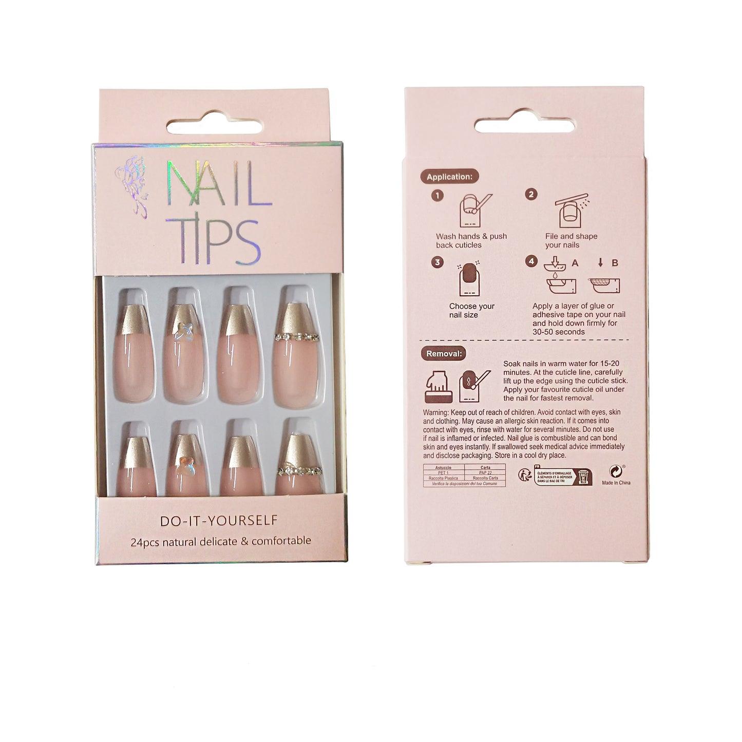 Rhinestone Decor Ballerina Fake Nail Set NA1201-48 (12PC)