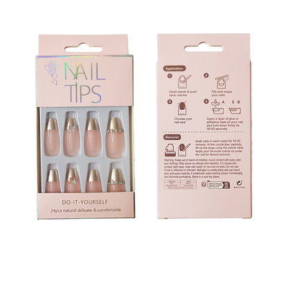 Rhinestone Decor Ballerina Fake Nail Set NA1201-48 (12PC)