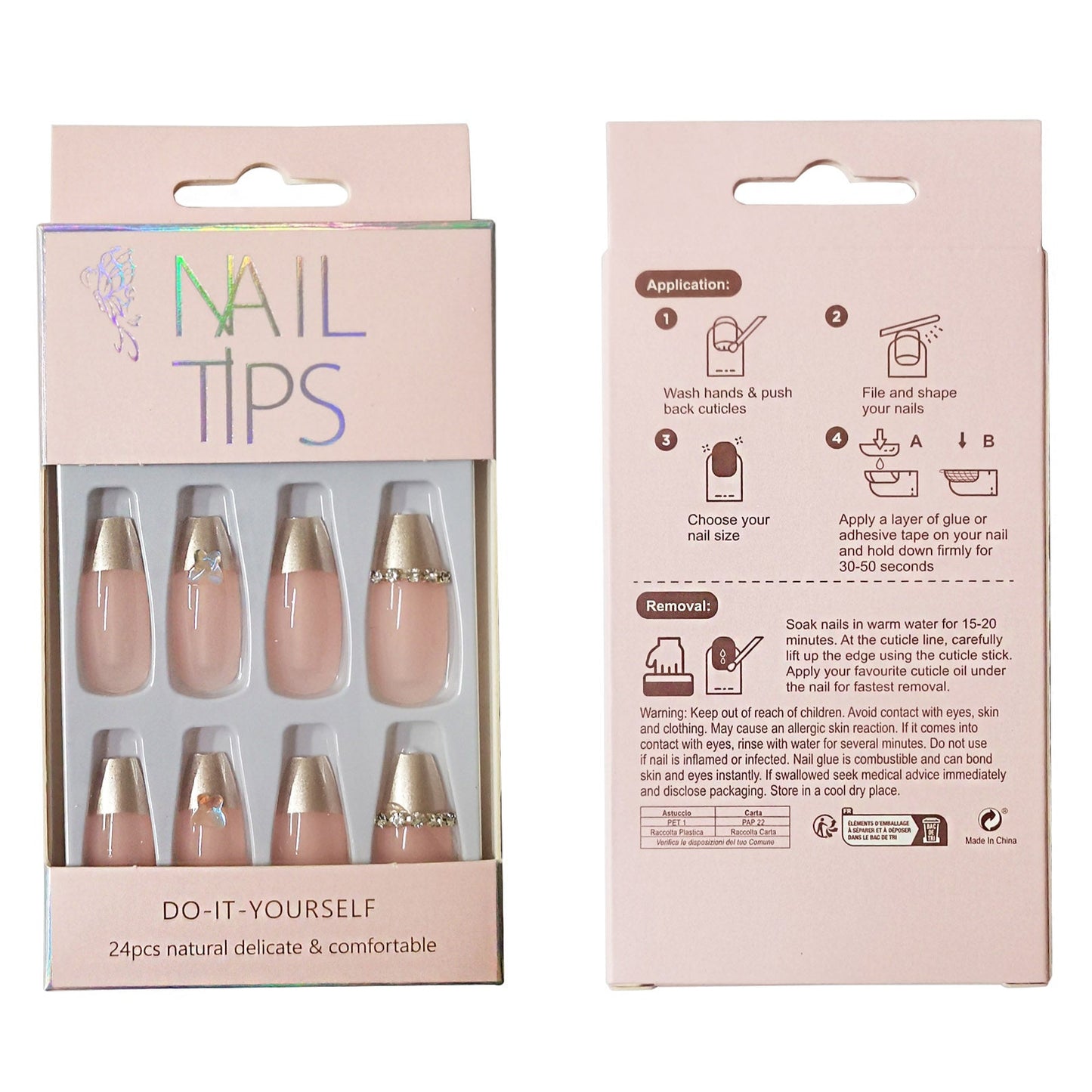 Rhinestone Decor Ballerina Fake Nail Set NA1201-48 (12PC)