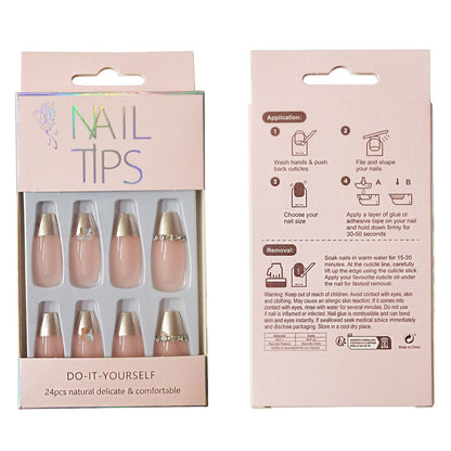 Rhinestone Decor Ballerina Fake Nail Set NA1201-48 (12PC)