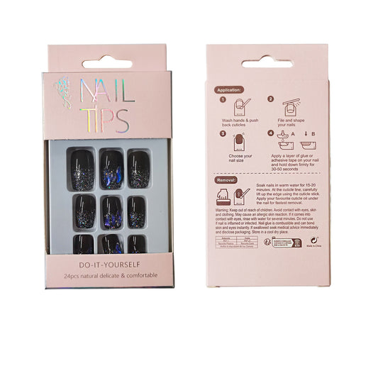 Glitter Decor Squoval Fake Nail Set NA1201-53 (12PC)